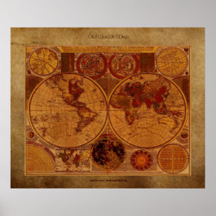 1780 Old World Map on Pergament Effect Art Poster