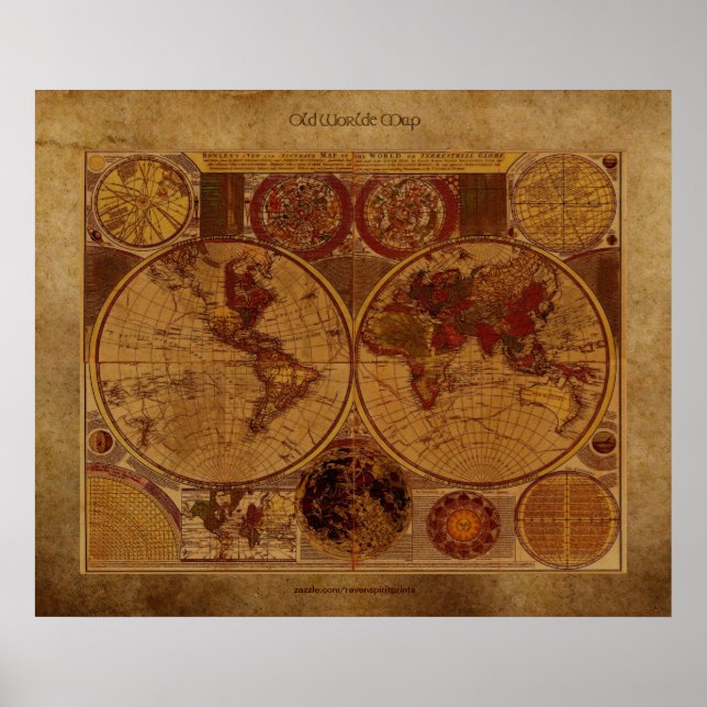1780 Old World Map on Pergament Effect Art Poster (Vorne)