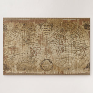 1783 Vintage antike Weltkarte mit Stickerei Puzzle