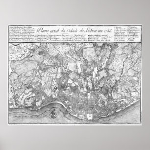 1785 Karte von Lissabon Poster