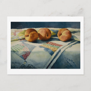 1786 Pfirsiche auf Quilt Postcard Postkarte