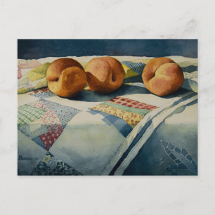 1786 Pfirsiche auf Quilt-Postkarte Postkarte