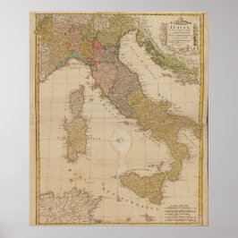 1790 Karte Italiens Poster