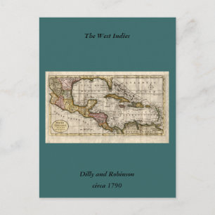 1790 Map of The West Indies by Dilly and Robinson Postkarte