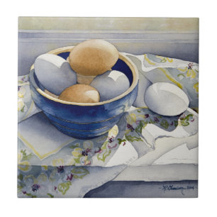 1791 Eier in der blauen Schüssel Fliese