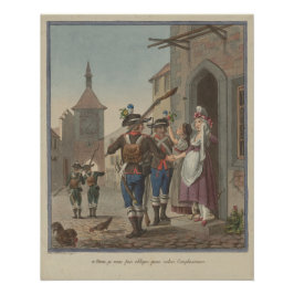 1793 Basel Victorian Swiss Ladies Soldier Art Poster
