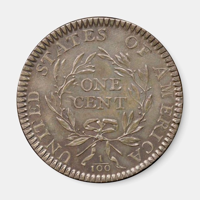 1793 Fflüge Hair Large Cent Rückwärtsbewegung Magnet (Vorne)