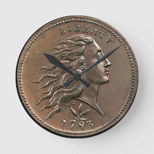 1793 Flowing Hair Large Cent Acryl-Wanduhr Runde Wanduhr