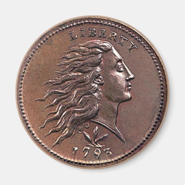 1793 flüssiger Haar US-Penny Magnet (Vorne)