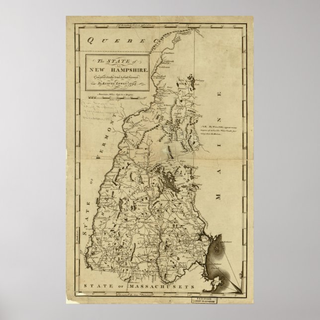 1794 Karte von New Hampshire Poster (Vorne)