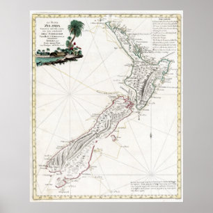 1794 New Zealand Karte Poster