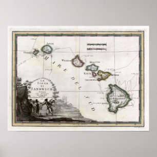 1798 Karte Le Isole di Sandwich Poster