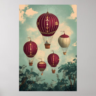 1798 schwebende Heißluftballons Poster