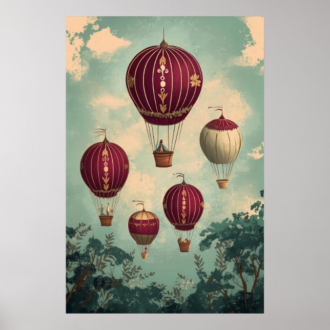 1798 schwebende Heißluftballons Poster (Vorne)