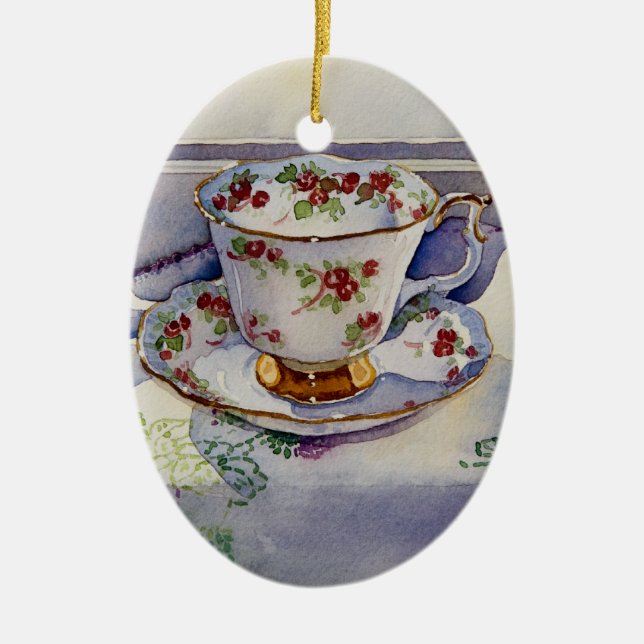 1799 Teacup auf Linen Keramikornament (Vorne)