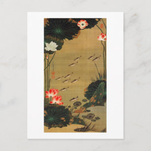 17. 蓮 池 遊 図, 若 冲 Pond mit The Lotus, Jakuchū Postkarte
