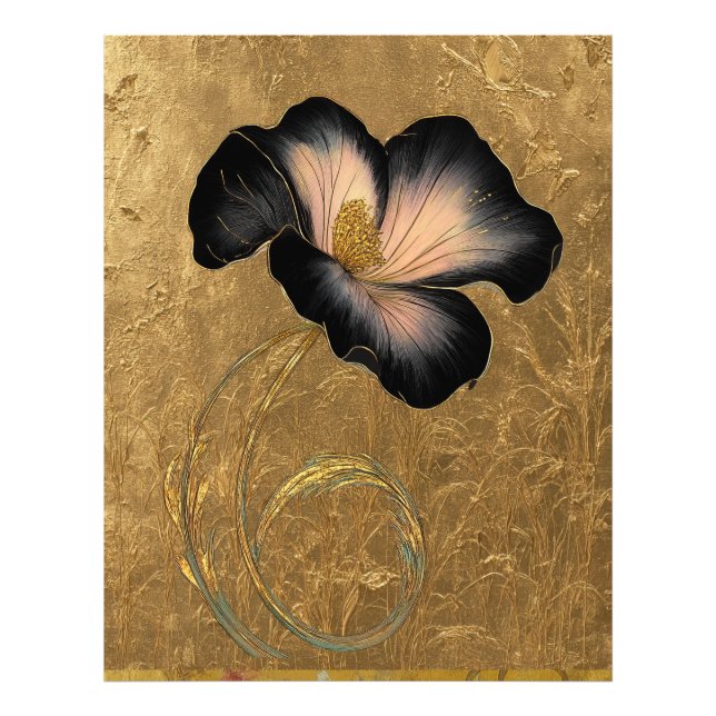*~* 17 F4 Elegante Blume Gold Vintag Fotodruck (Vorne)