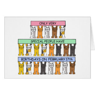 17. Februar Geburtstag Niedlicher Cartoon Katzen