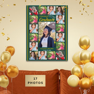 17 Foto-Collage-Vorlage Gratuliere Absolvent Grün Fotodruck