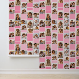 17 FotoCollage mit Mod-Muster - Pink-Farbtöne Tapete