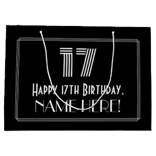 17. Geburtstag — Art Deco Inspiriert Look "17" & N Große Geschenktüte