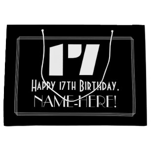 17. Geburtstag ~ Art Deco Inspiriert Look "17" + N Große Geschenktüte