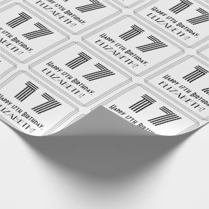 17. Geburtstag: Art Deco  Stil "17" + Name Geschenkpapier