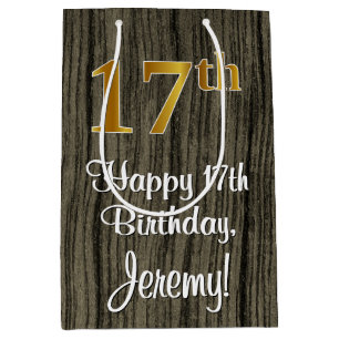 17. Geburtstag: Elegante Imitate Gold Look #, Imit Mittlere Geschenktüte