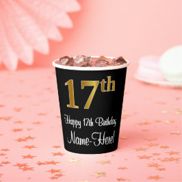 17. Geburtstag - Elegante Luxuriöse Imitate Gold L Pappbecher