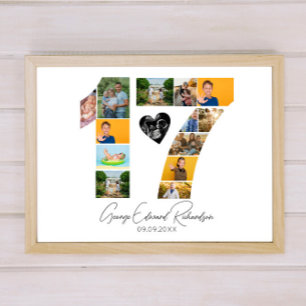 17. Geburtstag Foto-Collage Poster Andenken