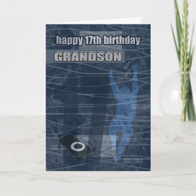 17. Geburtstag Grandson Modernes Design Karte (Vorderseite)