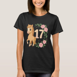 17. Geburtstag Mädchen Pony Pferd Blumen 17 Jahre T-Shirt