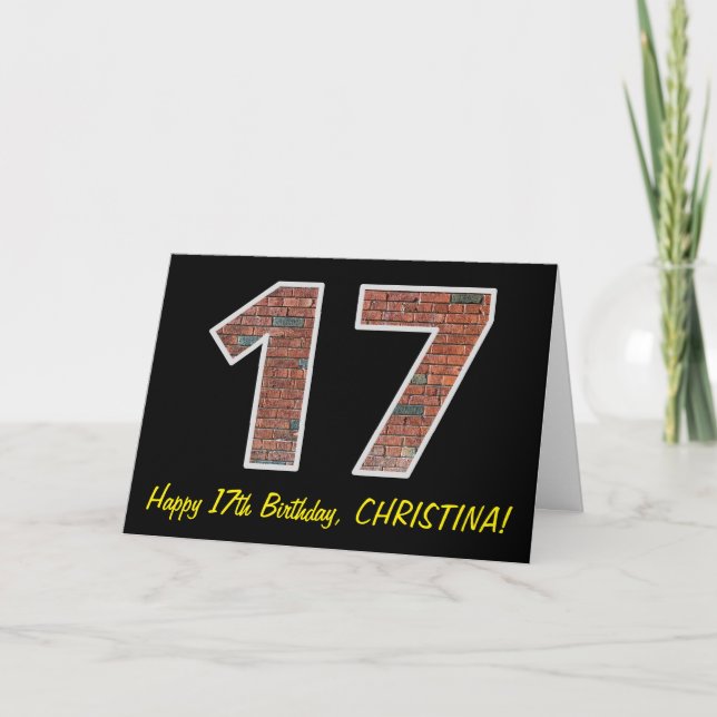 17. Geburtstag - Mauerstück "17" w/ Name Karte (Vorderseite)