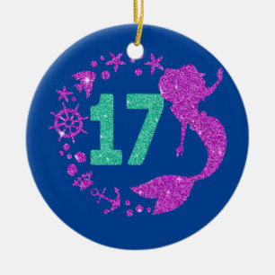 17. Geburtstag Meerjungfrau Mädchen Jahre alt 17 Keramik Ornament