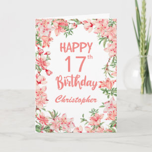 17. Geburtstag Pink Peach Peonies Aquarell Floral Karte