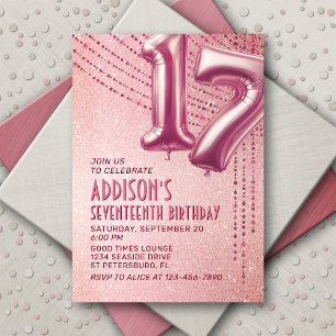 17. Geburtstag Teen Girl Rose Gold Einladung