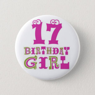 17. Geburtstags-Mädchen-Knopf-Abzeichen Button
