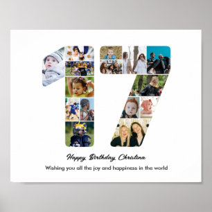 17. Geburtstagsfeier Nummer 17 Fotocollage Poster