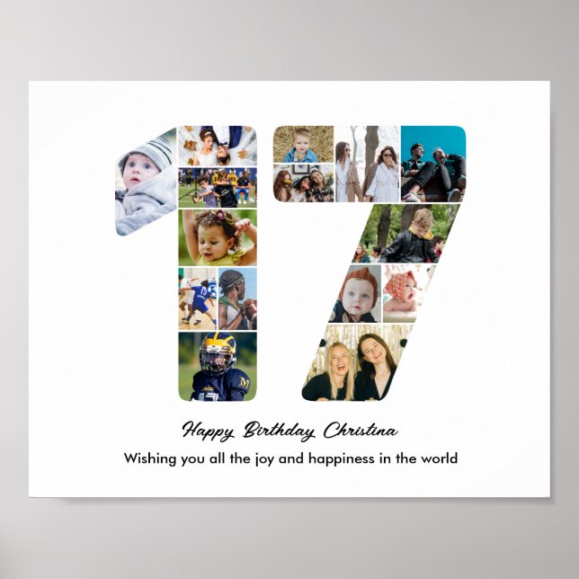 17. Geburtstagsfeier Nummer 17 Fotocollage Poster (Vorne)
