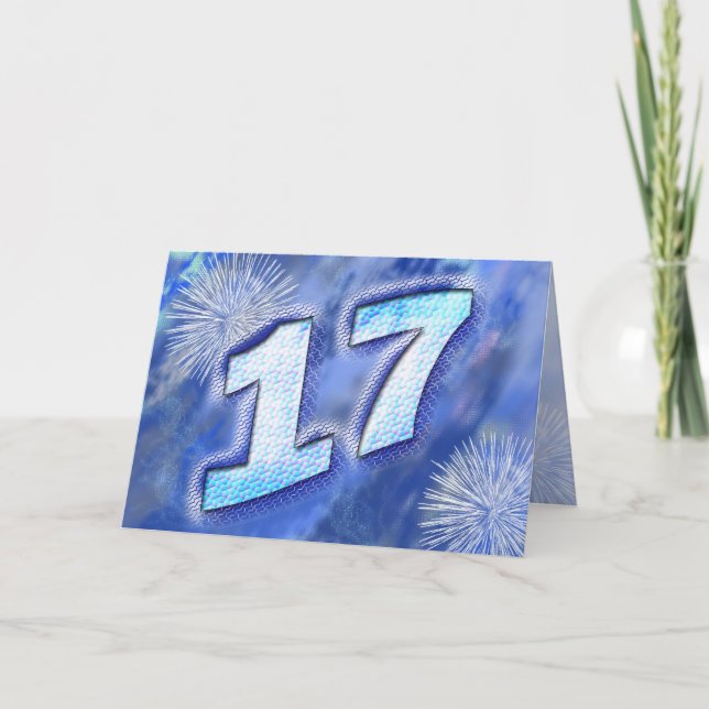 17. Geburtstagskarte mit Feuerwerk Karte (Vorderseite)