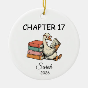 17. Geburtstagsornament, Geschenk für Buchliebhabe Keramik Ornament