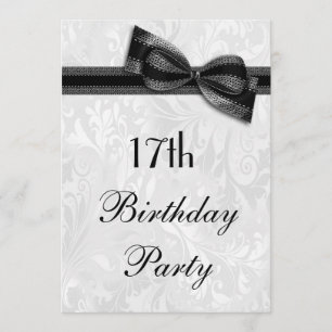 17. Geburtstagsparty Damask und Imitate Bow Einladung