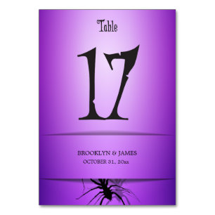 17 Halloween-Tischnummern Lila Spider Tischnummer