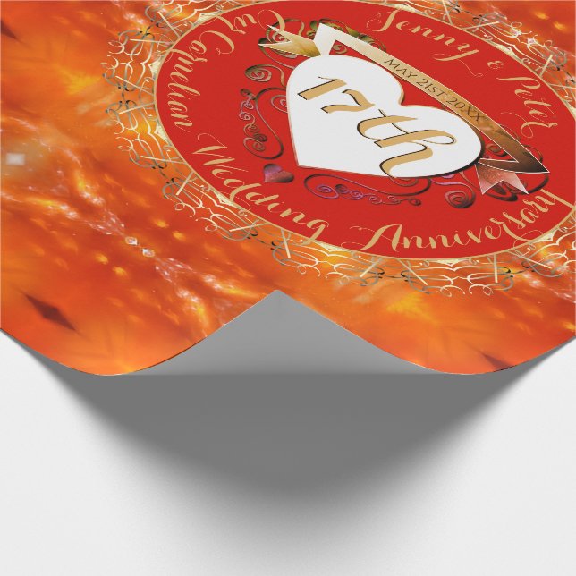 17. Hochzeitsjubiläum Karneol  Geschenkpapier (Ecke)