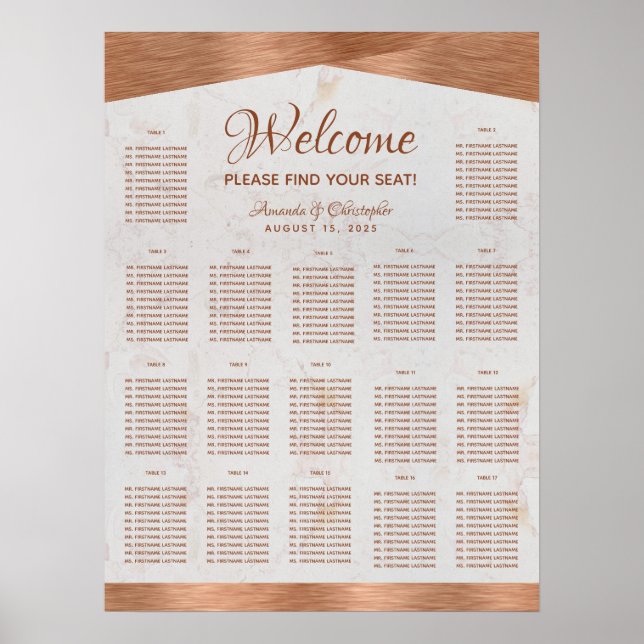 17 Hochzeitskartentafel aus Marmor Poster (Vorne)