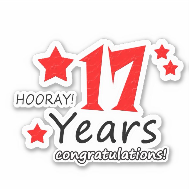 17. Hochzeitstag - 17 Jahre Geburtstag Aufkleber (Vorderseite)