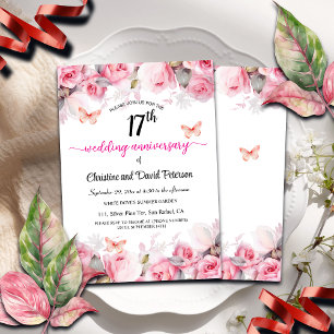 17. Hochzeitstag Elegante Rose Einladung