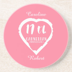 17. Hochzeitstag traditioneller Carnelier Getränkeuntersetzer