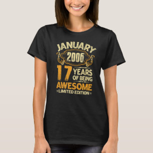 17 Jahre alt Vintage Januar 2006 17. Geburtstag T-Shirt