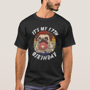 17 Jahre alter Pug und Donut Vintage Distressed 17 T-Shirt